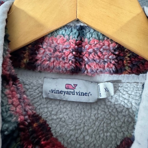 Vineyard Vines Plaid Sherpa Fleece Quarter Zip Super Shep Pullover Size XL - Picture 5 of 13